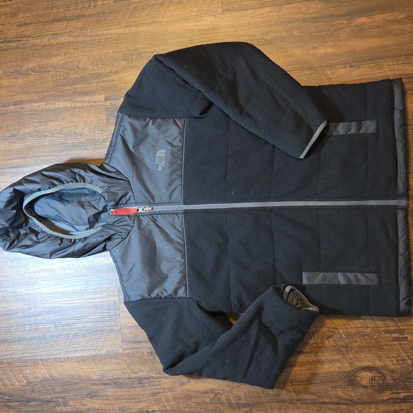 The North Face Black Hooded Coat Reversible Size Boy 14/16 L - Picture 6 of 7
